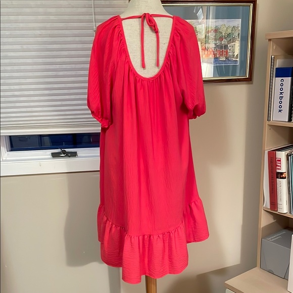 Pink and Orange Ruffled Tiered Mini Sundress - Picture 3 of 4